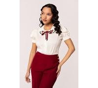 Hell Bunny Women's Basil Semi Fitted Elasticated Sleeves Blouse Ivory | Size: XS hell bunny Ivory XS