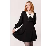 Hell Bunny Women's Batilda Black Mini Dress with Lace Collar & Velvet Bat Detail | Size: Large hell bunny Black L