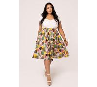 Hell Bunny Women's Benita 50's Style Floral Midi Skirt in Beige | Size: Small hell bunny Beige S