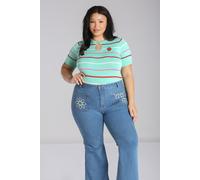 Hell Bunny Women's Berry Knitted Fitted Short Sleeve Cute Top in Mint | Size: Medium hell bunny Mint M