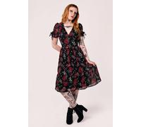 Hell Bunny Women's Blooming Elle Chiffoon Midi Dress in Black | Size: Small hell bunny Black S