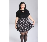 Hell Bunny Women's Bobbie Black Polka Dot & Bow Print Ruffle Mini Skirt | Size: 4XL hell bunny Black 4XL