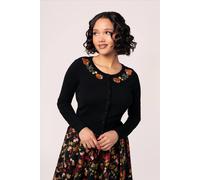 Hell Bunny Women's Chester Fitted Style Cropped Black Cardigan | Size: Large hell bunny Black L