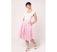 Hell Bunny Women's Cindy Pink Gingham 50s Style Cotton Circle Skirt with Pockets | Size: Medium hell bunny Pink M