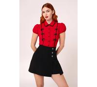 Hell Bunny Women's Cooper Skort with Heart Button Side Split Detail in Black | Size: XL hell bunny Black XL