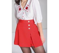 Hell Bunny Women's Cooper Skort with Heart Button Side Split Detail in Red | Size: XL hell bunny Red XL