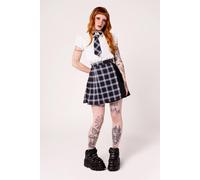 Hell Bunny Women's Cornell Black & Grey Tartan Pleated Mini Skirt with Heart Buckle | Size: Large hell bunny Grey L