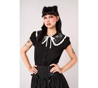 Hell Bunny Women's Dance Macabre Black Skeleton Embroidered Blouse | Size: Medium hell bunny Multicolor M