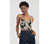 Hell Bunny Women's Dominique Dark Floral Crop Top Black | Size: XL hell bunny Black XL