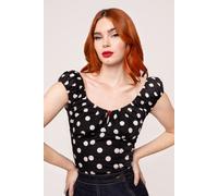 Hell Bunny Women's Domino Vintage Glamour Retro Style Fitted Top in Black | Size: 4XL hell bunny Black 4XL