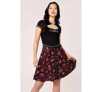 Hell Bunny Women's Doomed Deep Red Black Base Midi Skirt | Size: XS hell bunny Black XS