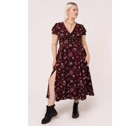 Hell Bunny Women's Doomed Deep Red Grungy Style Maxi Dress in Black | Size: 2XL hell bunny Black 2XL