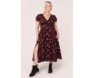 Hell Bunny Women's Doomed Deep Red Grungy Style Maxi Dress in Black | Size: 2XL hell bunny Black 2XL