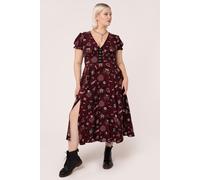 Hell Bunny Women's Doomed Deep Red Grungy Style Maxi Dress in Black | Size: Small hell bunny Black S