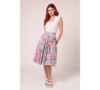 Hell Bunny Women's Dreamland Polka Dot Tropical 50s Style Skirt with Pockets in Pink | Size: 3XL hell bunny Pink 3XL