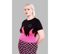 Hell Bunny Women's Dylan Semi Fitted Knitted Top Black Pink | Size: XL hell bunny Multicolor XL