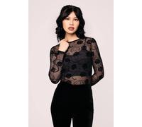 Hell Bunny Women's Florence Bold Black Mesh Top | Size: XL hell bunny Black XL