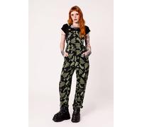 Hell Bunny Women's Gaia Black Cotton Foliage & Celestial Print Stretch Dungarees | Size: 4XL hell bunny Black 4XL