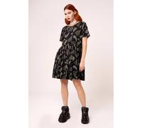 Hell Bunny Women's Gaia Print Oversized Mini Dress with Pockets in Black | Size: Small hell bunny Black S