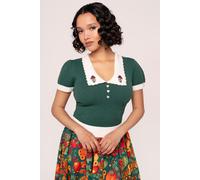 Hell Bunny Women's Genevieve Retro Inspired Vibrant Green Top | Size: 6XL hell bunny Green 6XL