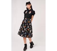 Hell Bunny Women's Ghost Flower Black Ghost Print Cotton Circle Midi Skirt | Size: XS hell bunny Black XS