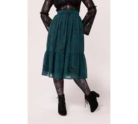 Hell Bunny Women's Green Snake Star Print Chiffon Midi Skirt Gathered Waist Panel Detail | Size: Medium hell bunny Multicolor M