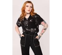 Hell Bunny Women's Grungy Printed Spider Short Sleeve Shirt in Black | Size: 6XL hell bunny Black 6XL