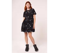 Hell Bunny Women's Grungy Spider Print Oversized Mini Dress with Pockets in Black | Size: Medium hell bunny Black M
