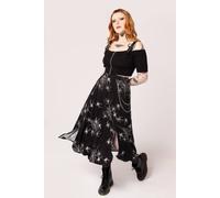 Hell Bunny Women's Grungy Spider Viscose Printed Midi Skirt in Black | Size: 3XL hell bunny Black 3XL