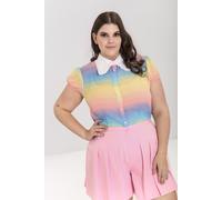 Hell Bunny Women's Halo Vintage Pastel Rainbow Blouse Multi Colour | Size: Medium hell bunny Multicolor M