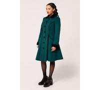 Hell Bunny Women's Harper Fitted Retro Style Black Velvet Piping Green Coat | Size: Small hell bunny Green S