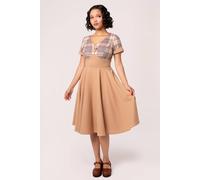 Hell Bunny Women's Joseline Vintage Glamour 50s Style Brown Dress | Size: Small hell bunny Brown S