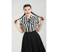 Hell Bunny Women's Juno Black White Striped Semi Fitted Blouse | Size: Medium hell bunny Multicolor M
