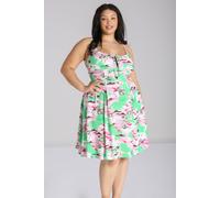Hell Bunny Women's Kai Pink Green Vintage Kitsch Knee Dress | Size: Medium hell bunny Green M