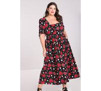 Hell Bunny Women's Kate Printed Heart Sleeveless Maxi Dress in Black | Size: 2XL hell bunny Black 2XL
