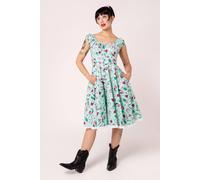 Hell Bunny Women's Kellie Mint Green Western Print 50s Midi Dress with Pockets | Size: Large hell bunny Mint L
