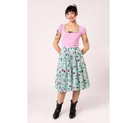 Hell Bunny Women's Kellie Mint Green Western Print 50s Midi Skirt with Belt | Size: 6XL hell bunny Mint 6XL