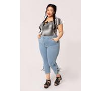 Hell Bunny Women's Kiralee Stretchy Light Blue Denim Cropped Jeans | Size: Small hell bunny Blue S