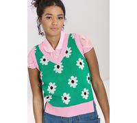 Hell Bunny Women's Kitsch Daisy Knitted Floral Vest Top Green | Size: 4XL hell bunny Green 4XL