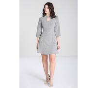 Hell Bunny Women's Loco Motion Sparkly Lurex Mini Dress with Keyhole Neck & Flared Waist in Silver | Size: 3XL hell bunny Silver 3XL