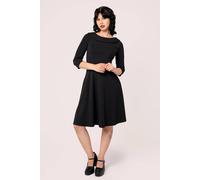 Hell Bunny Women's Lois 50s Style V Neckline Black Midi Dress | Size: Medium hell bunny Black M