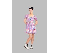 Hell Bunny Women's Loulou Square Neckline Sweet Pink Midi Dress | Size: Small hell bunny Multicolor S