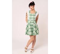 Hell Bunny Women's Maisie Green Sparkle Tartan Pinafore Dress with Adjustable Straps | Size: Medium hell bunny Green M
