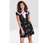Hell Bunny Women's Merry Mini Dress Black with Pastel Festive Print, Statement Collar | Size: XS hell bunny Black XS