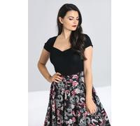 Hell Bunny Women's Mia Stretchy Jersey Short Sleeve Top in Black | Size: Medium hell bunny Black M