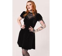 Hell Bunny Women's Mourning Velvet V Neckline Midi Dress in Black | Size: 2XL hell bunny Black 2XL