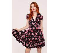 Hell Bunny Women's Not Into You Black Base Pink Mini Dress | Size: Medium hell bunny Black M