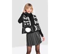Hell Bunny Women's Oversized Black White Chunky Knit Scarf Ouija Board Print Moon Motif hell bunny Multicolor One Size