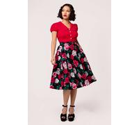 Hell Bunny Women's Paint Me Roses Midi Skirt in Black | Size: 5XL hell bunny Black 5XL
