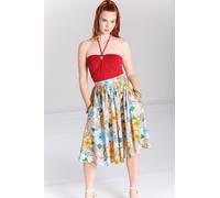 Hell Bunny Women's Pattaya Printed 50s Style Midi Skirt in Beige | Size: Large hell bunny Beige L